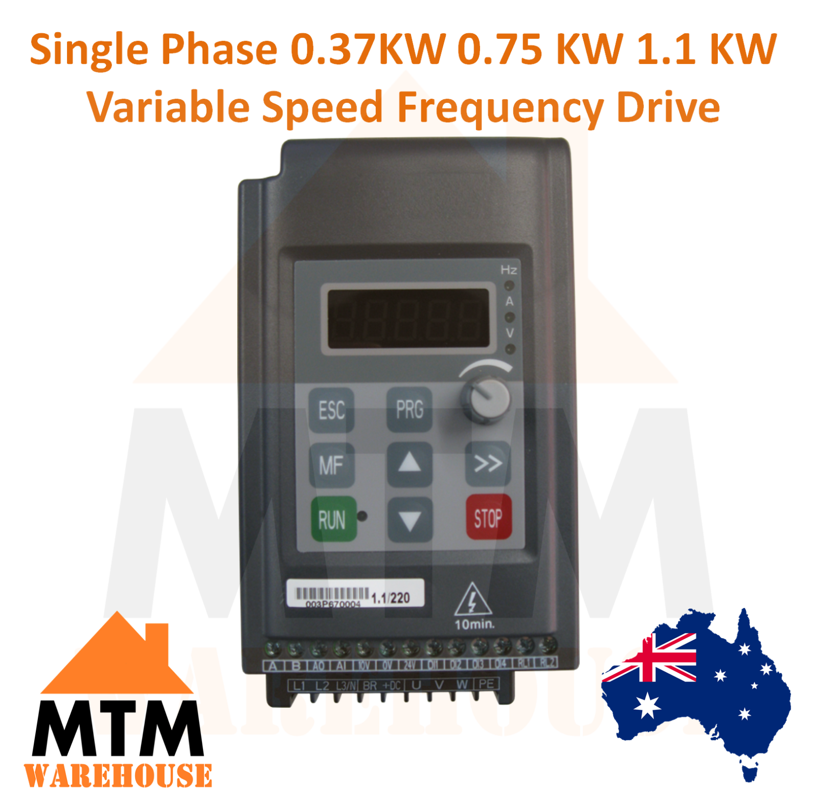 Single Phase 0.75 1.5 2.2 kW VSD VFD Variable Speed Drive IP65 Water Resistant 