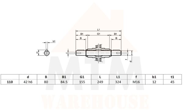 Type 110 Worm Gearbox Double Output shaft 42mm - Image 3