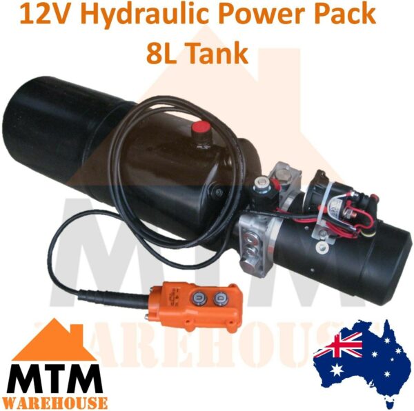 12V DC Hydraulic Power Pack Power Unit for Tipper / Tail Gate (Tailgate) 8L Tank - Image 2