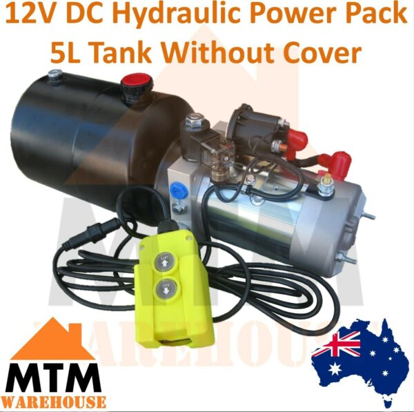 12V DC Hydraulic Power Pack Without Cover for Tipper / Tail Gate Tailgate 5L Tank - Image 2