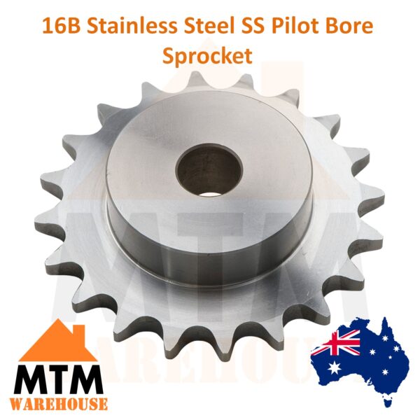 16B Stainless Steel SS Pilot Bore Sprocket Any Size - Image 2