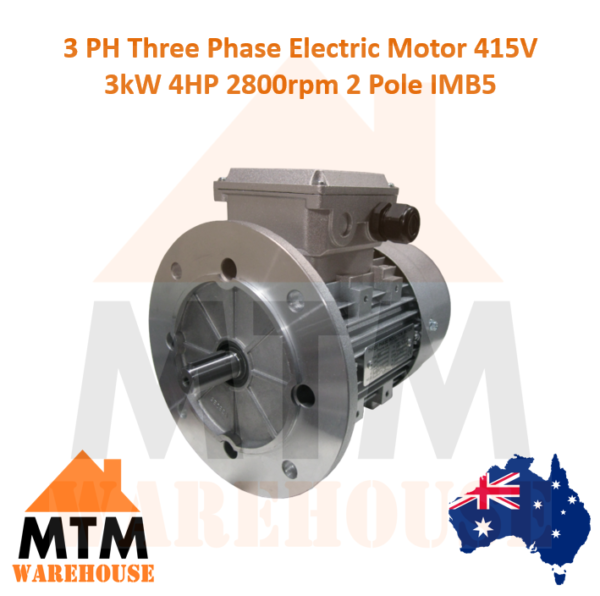 3 PH Three Phase Electric Motor 415V 3kW 4HP 2800rpm 2 Pole IMB5 - Image 2