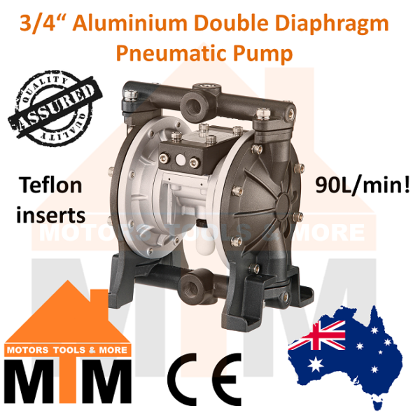 3/4" Aluminum Double Diaphragm (Teflon) Air Pneumatic Pump 90 LPM PTFE - Image 2