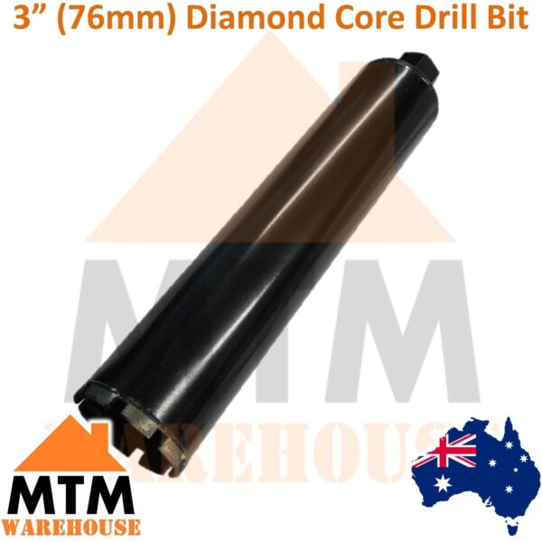 3" inch (76mm/75mm) Diamond Core Drill Bit Concrete Brick Wet Dry Tile 1-14 UNC - Image 2