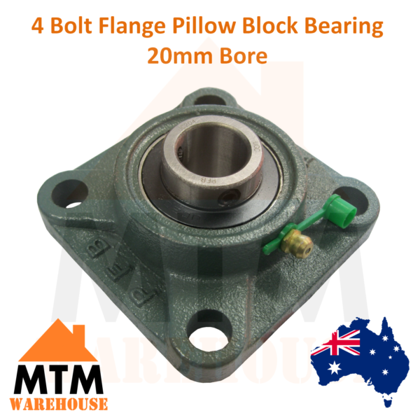 4 Bolt Flange Pillow Block Bearing Self Aligning Foot Housing 20mm Bore - Image 2