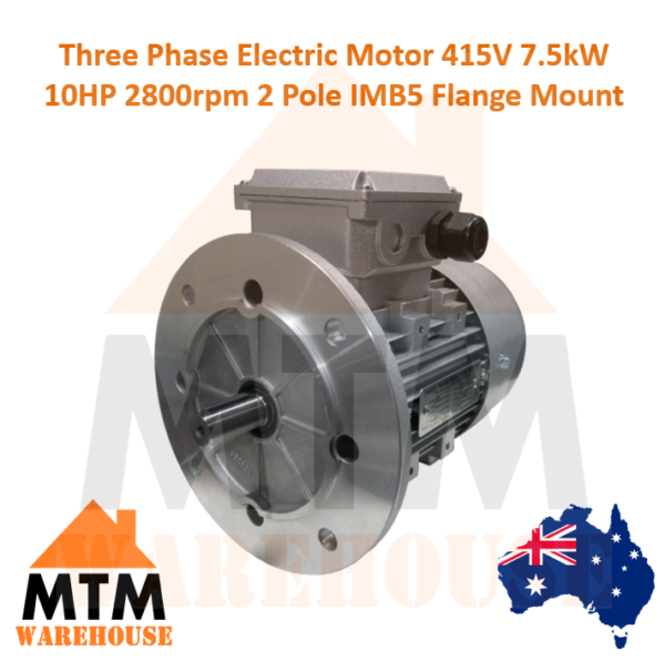 3 PH Three Phase Electric Motor 415V 7.5kW 10HP 2800rpm 2 Pole IMB5 Flange Mount - Image 2