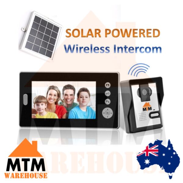 Solar Battery Powered Wireless 2 x 7" Inch Colour Video Door Phone Doorbell - Image 2