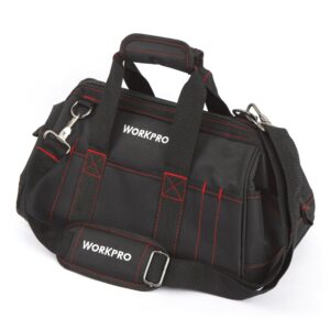 WorkPro Heavy Duty Tool Bag 16" Close Top Wide-mouth Tool Storage Bag w/ Handle