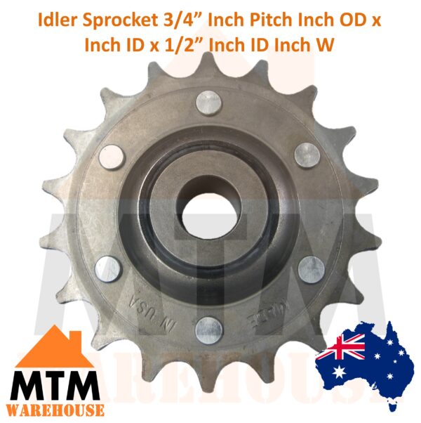 Idler Sprocket 3/4” Inch Pitch Inch OD x Inch ID x 1/2” Inch ID Inch W - Image 2