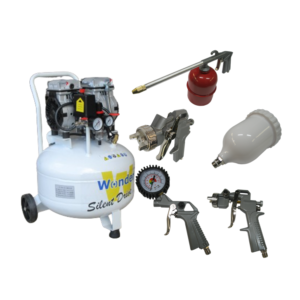 WONDER 1.5HP 1100W Oil Less Silent Quiet Air Compressor 6.7 CFM 190L/min Displacement + 5PCS Air Tool Kit