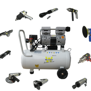 WONDER 1HP 750W Oil Free Oil Less Silent Quiet Air Compressor 4.8 CFM 135L/min 24L Tank + Tool