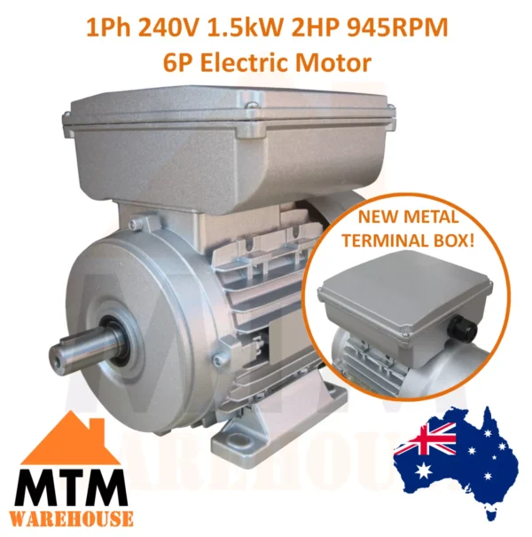 Single Phase Electric Motor 240V 1.5 kW 2 HP 945rpm 6 Pole - Image 2