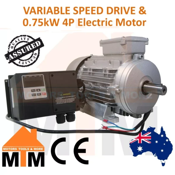 Single Phase VSD Variable Speed Frequency Drive & 0.75kW 1HP 1400rpm 4Pole Motor - Image 2