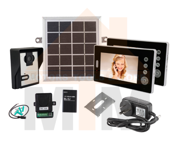 Solar Battery Powered Wireless 2 x 7" Inch Colour Video Door Phone Doorbell - Image 6