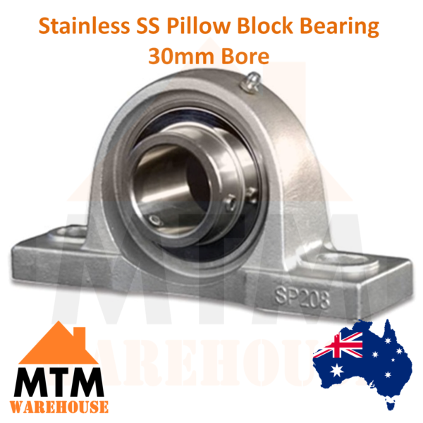 Stainless SS Pillow Block Bearing Self Aligning Foot Mount Housing 30mm Bore - Image 2