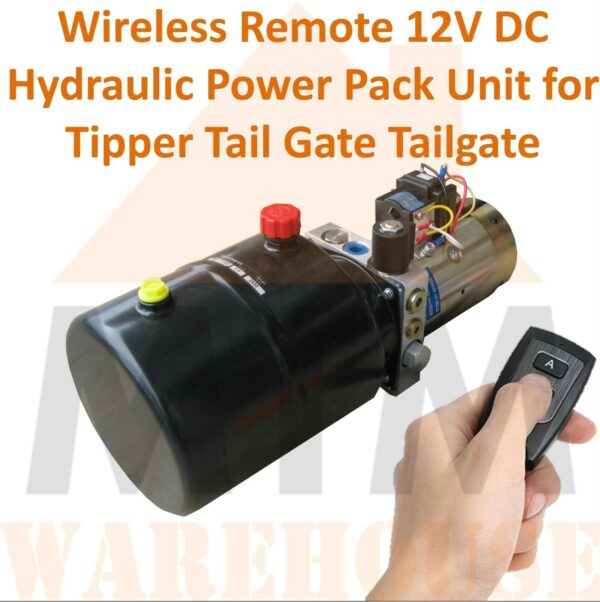 Wireless Remote 12V DC Hydraulic Power Pack Unit for Tipper Tail Gate 4L Tank - Image 2