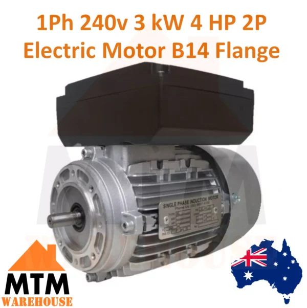 Single Phase Electric Motor 240v 3 kW 4 HP 2800rpm 2 Pole IMB14 Flange - Image 2