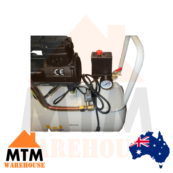 WONDER 1.8HP 1400W Powerful Oil Less Quiet Air Compressor 5 CFM 140L/min 50L Tank - Image 4