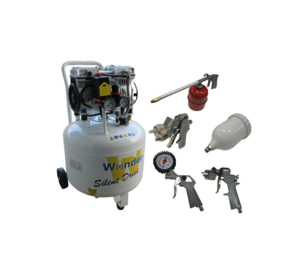 Vertical 50L 2HP 1500W Silent Oil-Less Air Compressor 8.8 CFM 250L/min+5PC Air Tool Kit