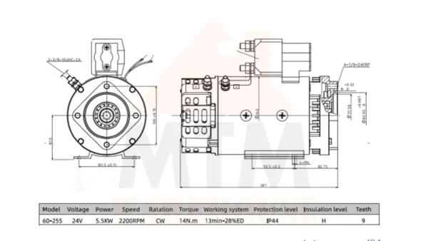24V DC Hydraulic Motor S9060 Model 5500W 2200rpm - Image 2