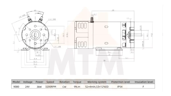 24V DC Hydraulic Motor S9081 Model 3000W 3200rpm - Image 2