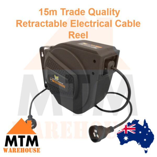 15M TRADE QUALITY RETRACTABLE 240V ELECTRIC POWER CABLE REEL - Image 2