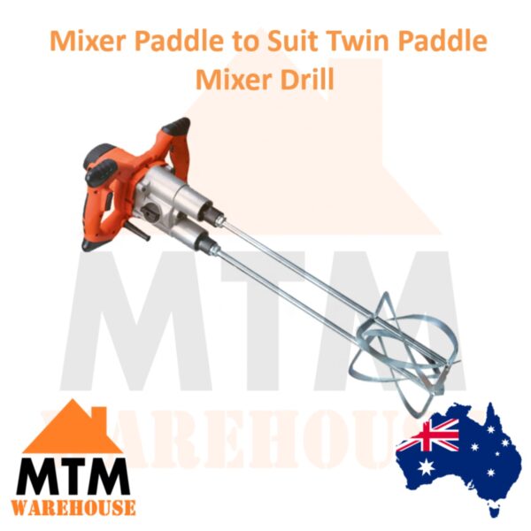 Twin Paddle 1600W Mixer Drill Paint Glue Cement Tile Grout Plaster - Image 2