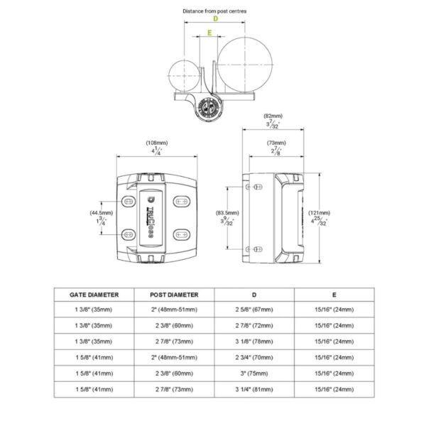 D&D Truclose® Series 3 Heavy Duty Self Closing Hinges for Round Post Gate (Pair) - Image 3