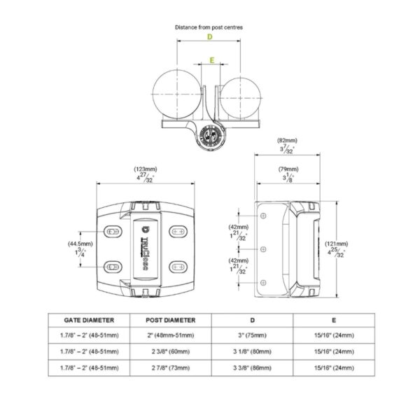 D&D Truclose® Series 3 Heavy Duty Self Closing Hinges for Round Post Gate (Pair) - Image 5
