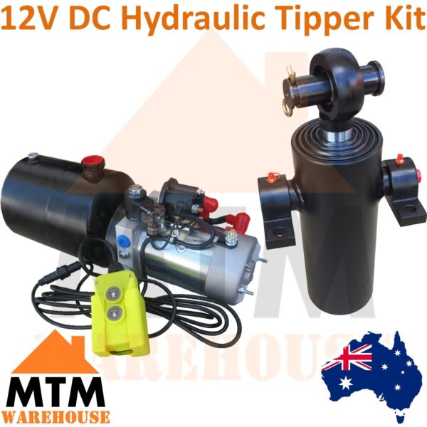 12V DC Hydraulic Tipper Kit Power Pack Unit 10L Tank 5 Stage Ram Cylinder 5000Kg - Image 2