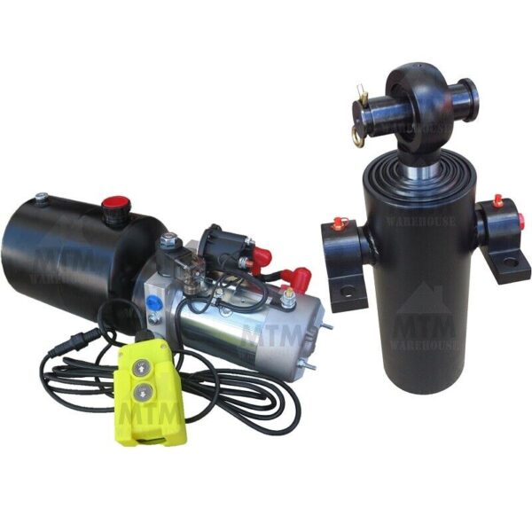 12V DC Hydraulic Tipper Kit Power Pack Unit 10L Tank 5 Stage Ram Cylinder 5000Kg