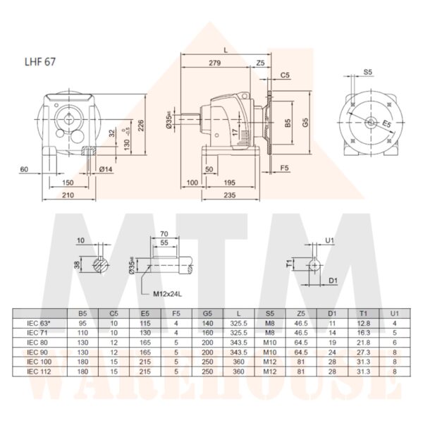 Helical Inline Gearbox Reducer D63 Type LHF67, many ratio - Image 7