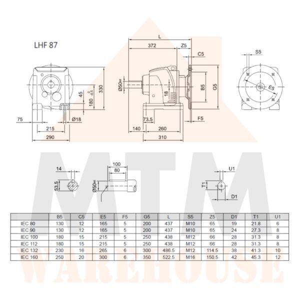 Helical Inline Gearbox Reducer D112 Type LHF97, many ratio (Please Contact for Price) - Image 7