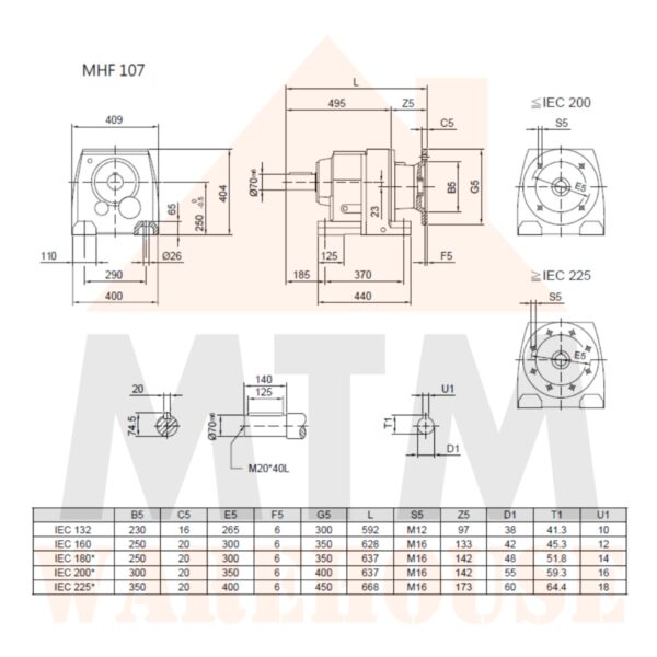 Helical Inline Gearbox Reducer D200L Type MHF107, many ratio (Please Contact for Price) - Image 6