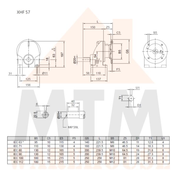 Helical Inline Gearbox Reducer D90 Type XHF57, many ratio - Image 6