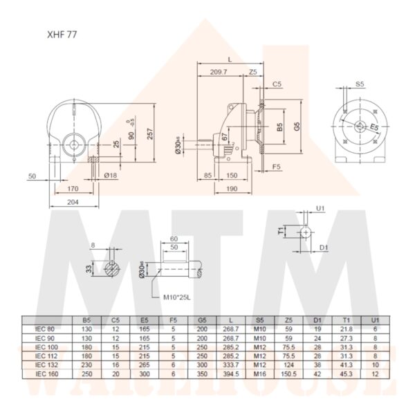 Helical Inline Gearbox Reducer D112 Type XHF77, many ratio - Image 6