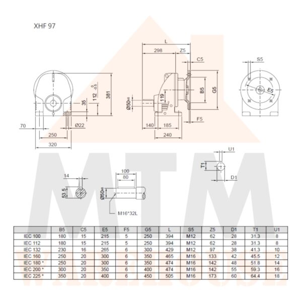 Helical Inline Gearbox Reducer D180M Type XHF97, many ratio (Please Contact for Price) - Image 6