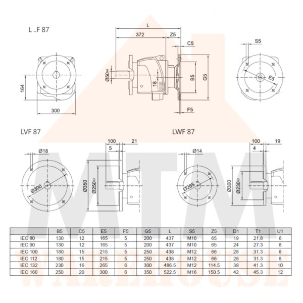 Helical Inline Gearbox Reducer D112 Type LVF87, many ratio - Image 6