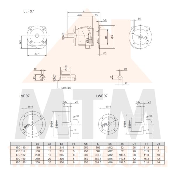 Helical Inline Gearbox Reducer D180M Type LVF97, many ratio - Image 6