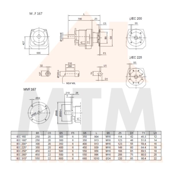 Helical Inline Gearbox Reducer D160M Type MVF167, many ratio - Image 6