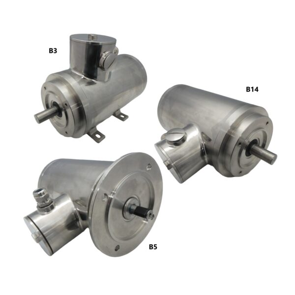 Stallion Stainless Steel SS Electric Motor 3Ph Washdown TENV IP69K 0.18kW 0.25HP 1400 RPM 4 Pole